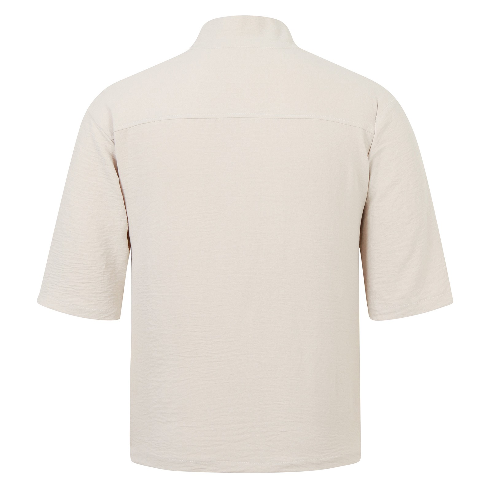 thumbnail image 2 of Camisa de manga corta irregular de seda helada para hombre - Diseño de pelo oscuro, mezcla de algodón, 2 of 8